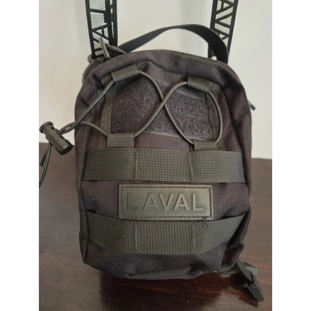 Laval Utility Crossbody Side Bag Travel Black Nylon Adjustable Strap Lightweight